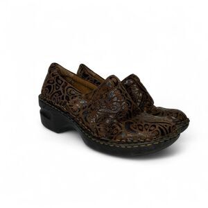 BOC born Brown leather clogs with paisley pattern 6